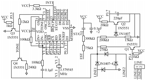 DTMF信號(hào)生成與呼叫及狀態(tài)檢測(cè)電路