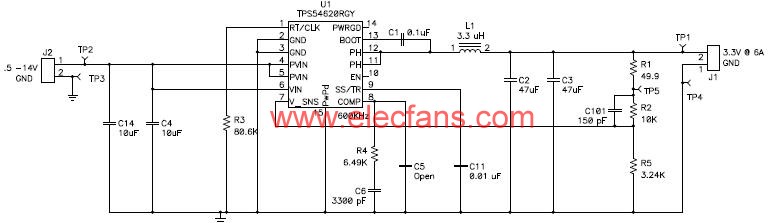 TPS54620應用電路及解決方案原理圖 www.1cnz.cn