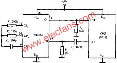 由CD4060組成的看門狗電路  www.1cnz.cn