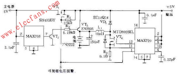 5V/1A的不間斷直流穩壓電源電路原理圖