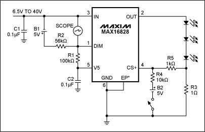 Figure 7. The test setup shown lets you measure transient die temperatures using an on-chip ESD diode. *EP indicates an exposed pad.驅動器