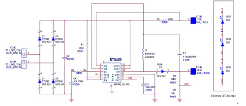 采用RT8450升降壓架構實現LED-MR16燈的驅動電路