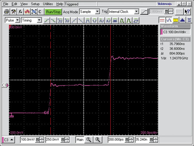 圖6. 2in SMA電纜的CSA8000 TDR