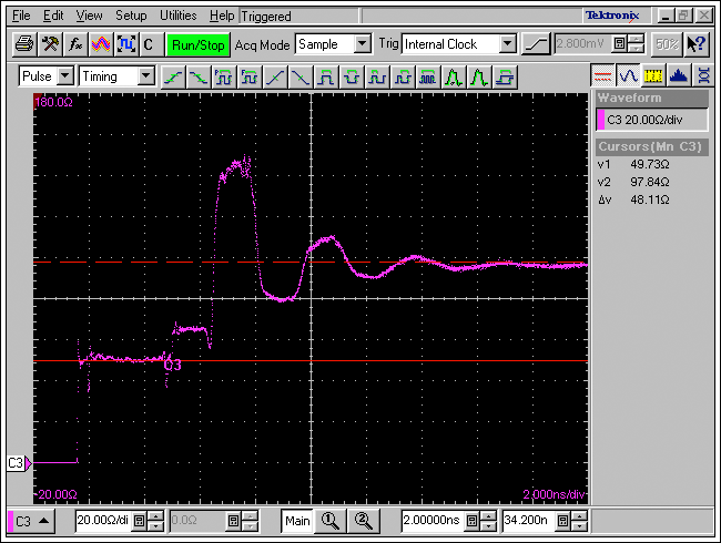 圖7. DATA1 PCB TDR阻抗測量