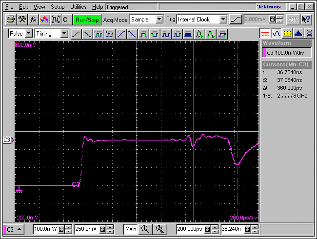 圖9. DUT1 PCB TDR延時和阻抗測量