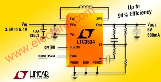 ltc3534應用電路 (升壓轉換器-輸出5V 500mA)