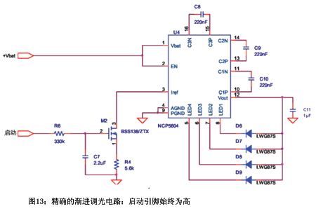 精確的漸進調光電路：啟動引腳始終為高