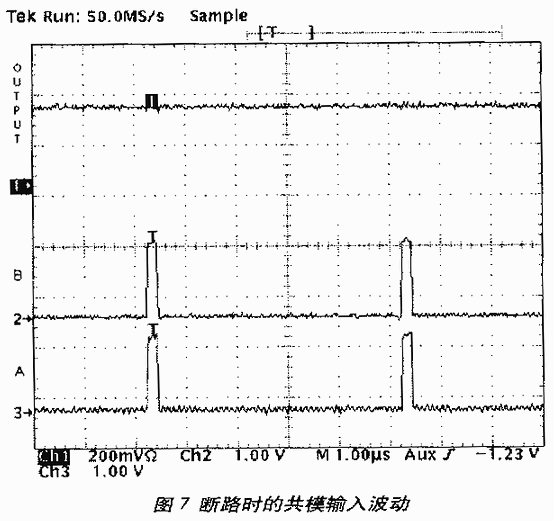 斷路時(shí)的共模輸入波動(dòng)