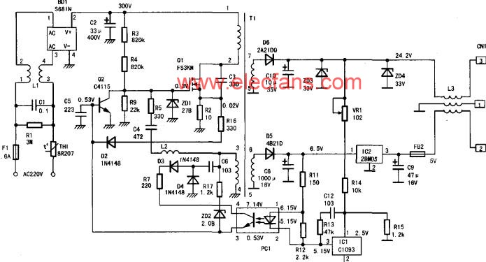 佳能S100SP打印機開關電源原理分析 http://www.1cnz.cn