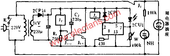 JEC-2組成光照式遙控開關電路圖 www.1cnz.cn