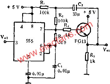 時基集成電路組成鋸齒波發生器電路圖  www.1cnz.cn