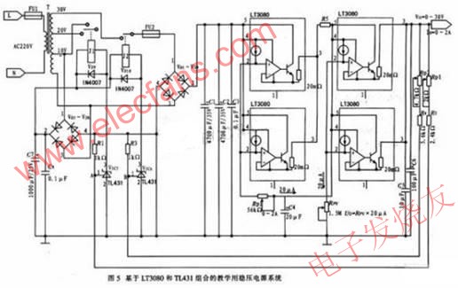  基于LT3080和TL431組合的教學(xué)用穩(wěn)壓電源系統(tǒng) www.1cnz.cn