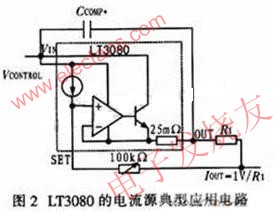 LT3080低功耗集成穩(wěn)壓電路的電流源典型應(yīng)用電路 www.1cnz.cn