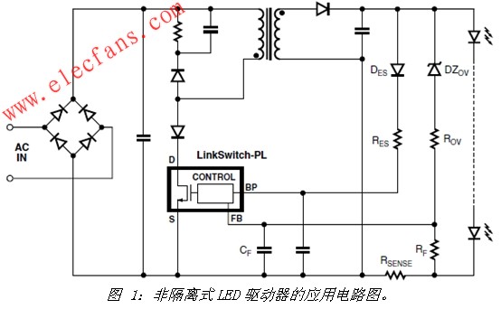 非隔離式可調(diào)光LED驅(qū)動(dòng)器的基本應(yīng)用電路圖