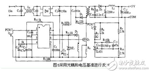 圖5 采用光耦和電壓基準(zhǔn)進行反饋