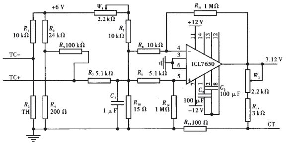 信號放大及溫度補償電路