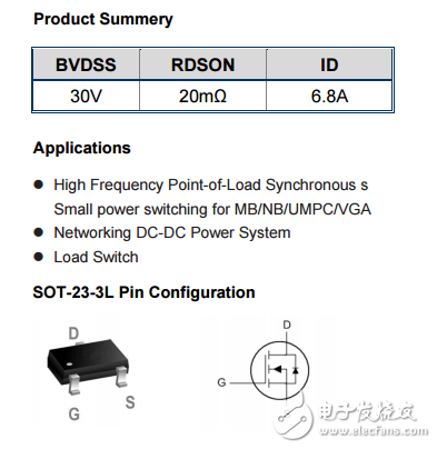 WST3406 N SOT-23-3L 30V 6.8A