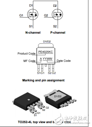 N和p溝道增強(qiáng)型功率MOSFET,PE4025KC