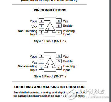 具有啟用功能的次一伏軌到軌運(yùn)算放大器NCV2002SN1T1