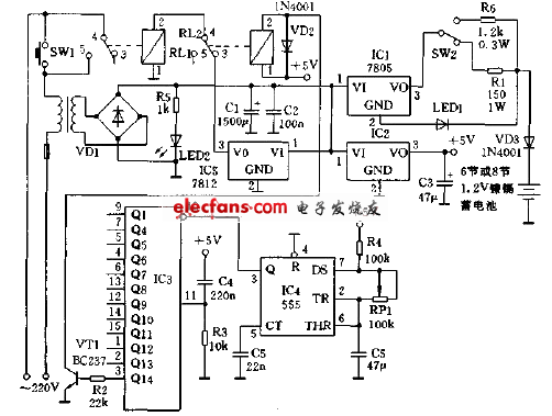 使用電池自動充電器電路圖