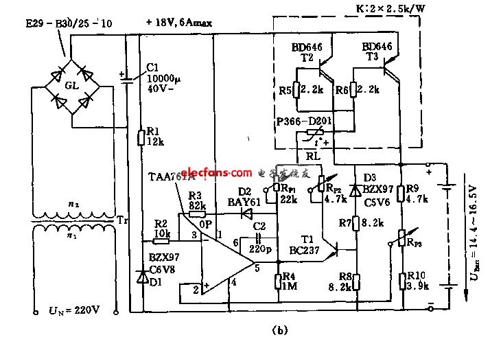 6A/12V自動斷路充電電路圖