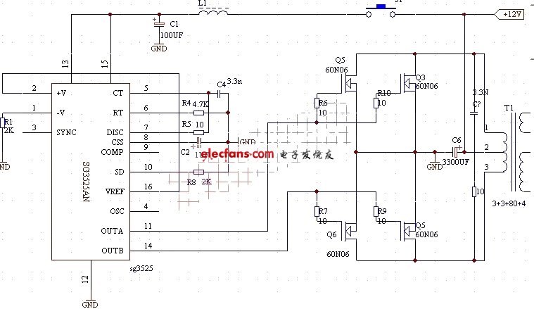 基于SG3525AN的逆變器電路