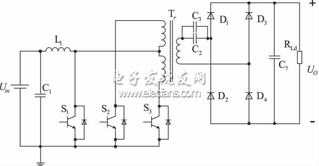 圖1 推挽式Boost DC/DC 變換器