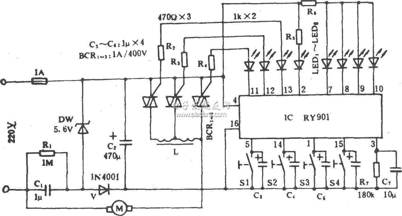 基于RY901的電風扇程控電路