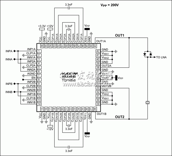 圖15。 應(yīng)用圖的BTL應(yīng)用程序中的MAX4940駕駛4A。