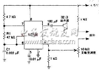 如圖所示為發(fā)聲式連續(xù)性測試儀電路