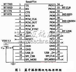 藍(lán)牙遙控模塊電路