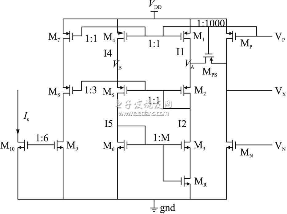 圖2 改進(jìn)型具有反饋控制電流源的電流檢測(cè)電路