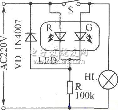 電源工作狀態指示電路圖