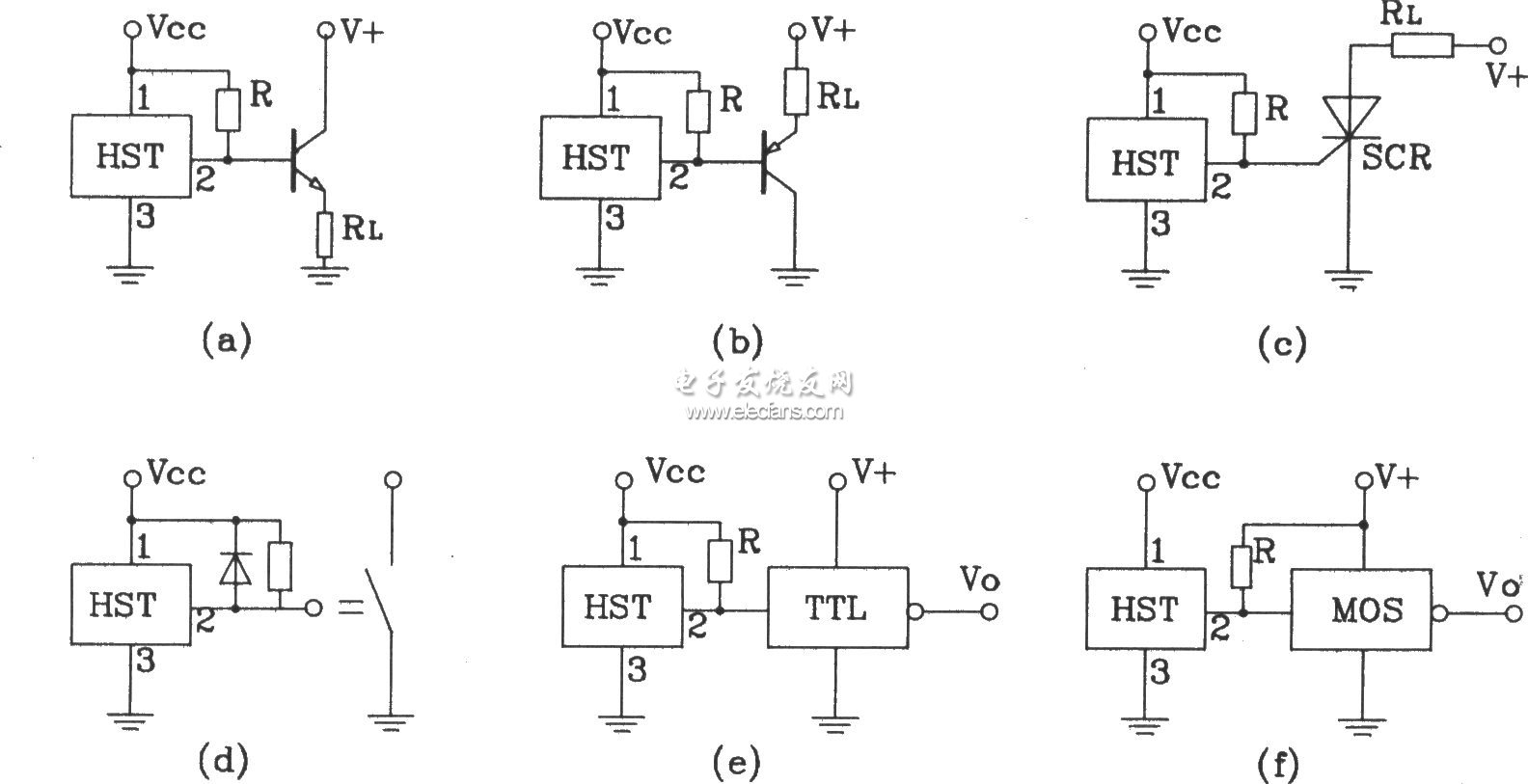 HST霍爾傳感器常見(jiàn)應(yīng)用接口電路圖