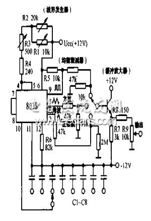 同時產生三種波形的函數發生器電路圖