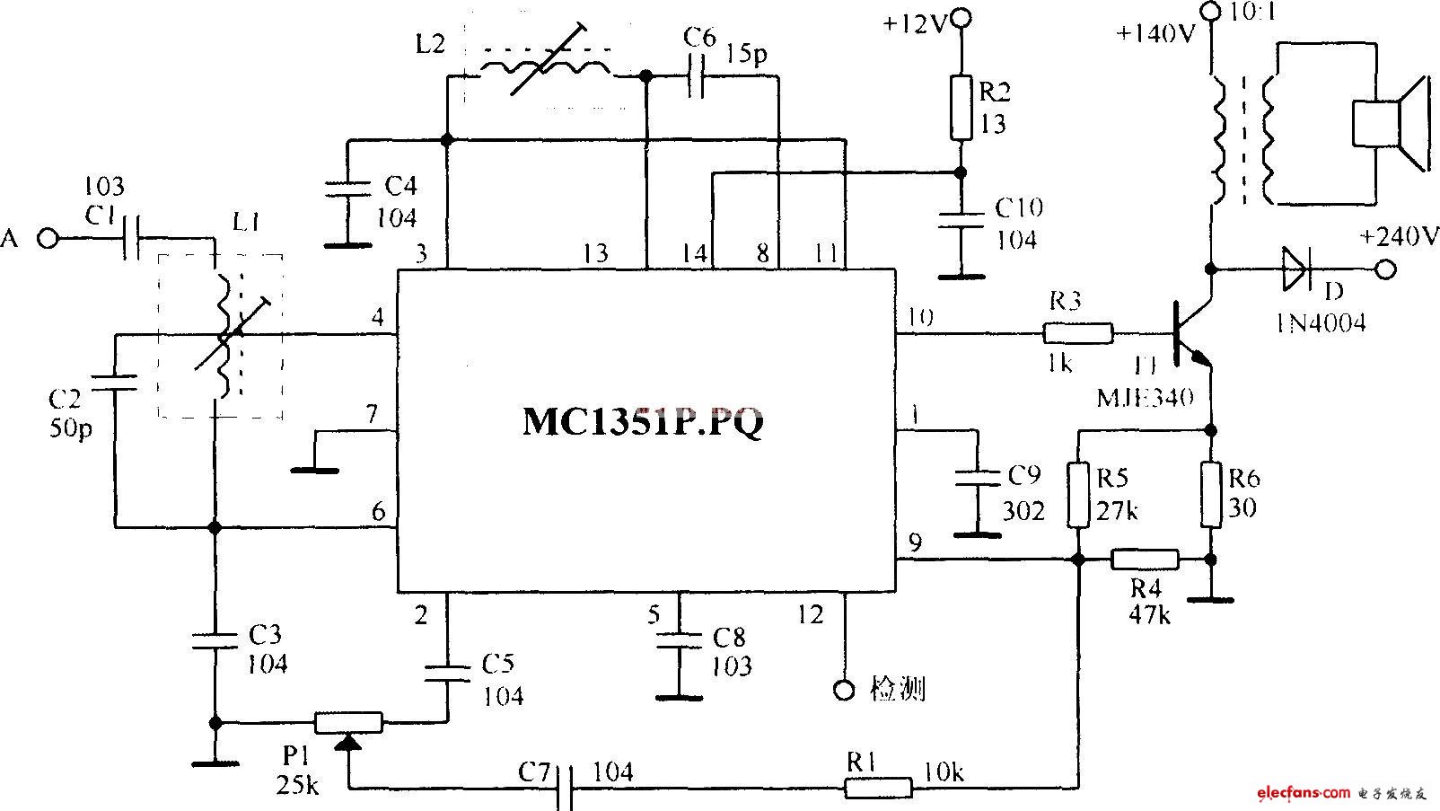 MCl351構成的音頻功放電路