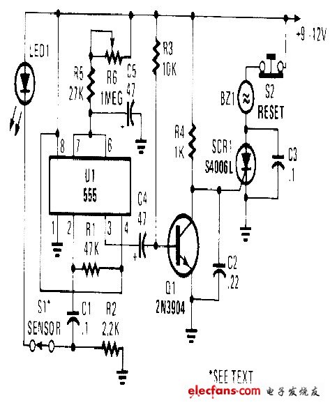 555構成的警報器電路