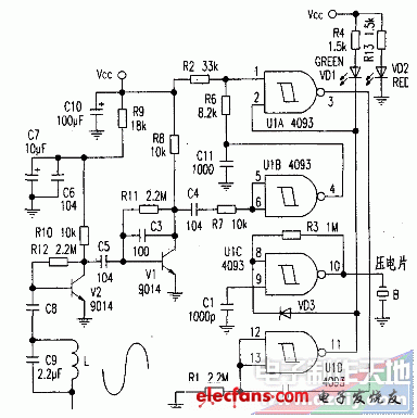 感應式指針手表電池測試器電路圖