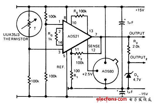 AD521構成的獨立信號電路