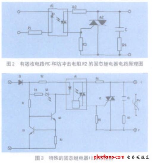 RC 吸收電路和防沖擊電阻R2 固態(tài)繼電器原理圖