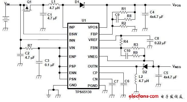 單顆組件同時提供正電壓和負(fù)電壓