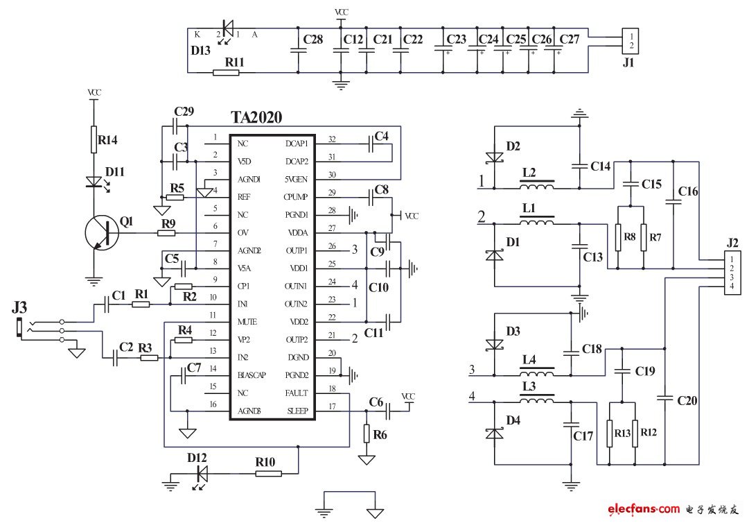 TA2020構成的功放電路