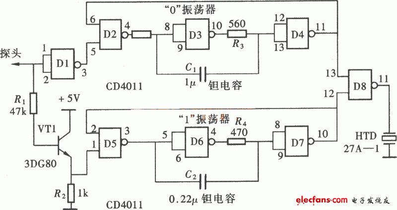 發(fā)聲型邏輯筆電路圖