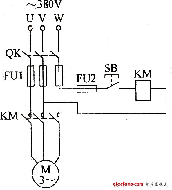 三相異步電動機點動控制電路