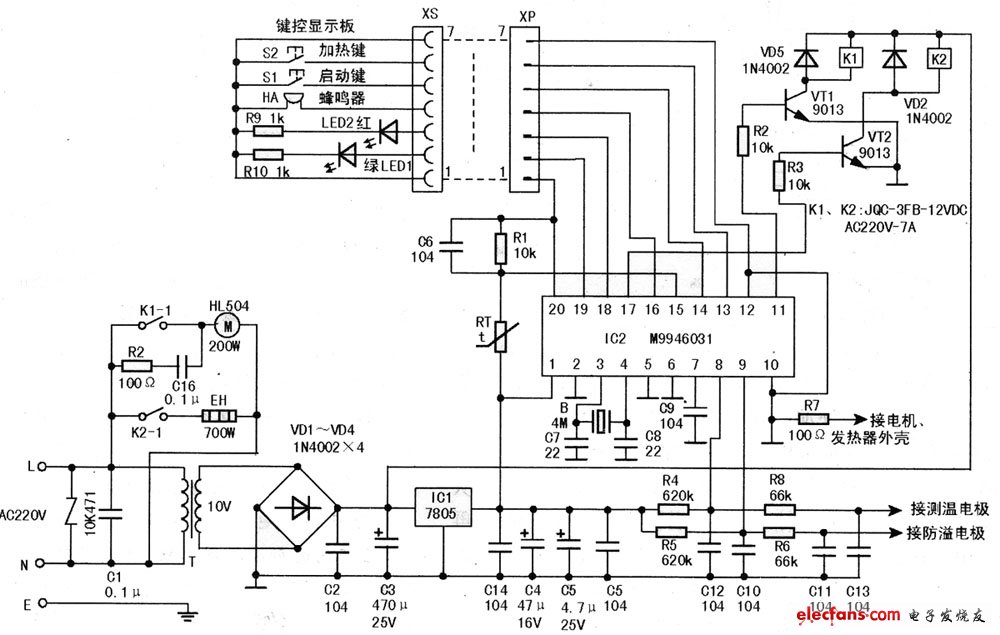 美的豆漿機電路原理圖(DG13-DSA型)