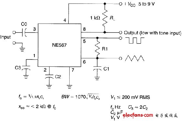 NE567組成的音調譯碼電路