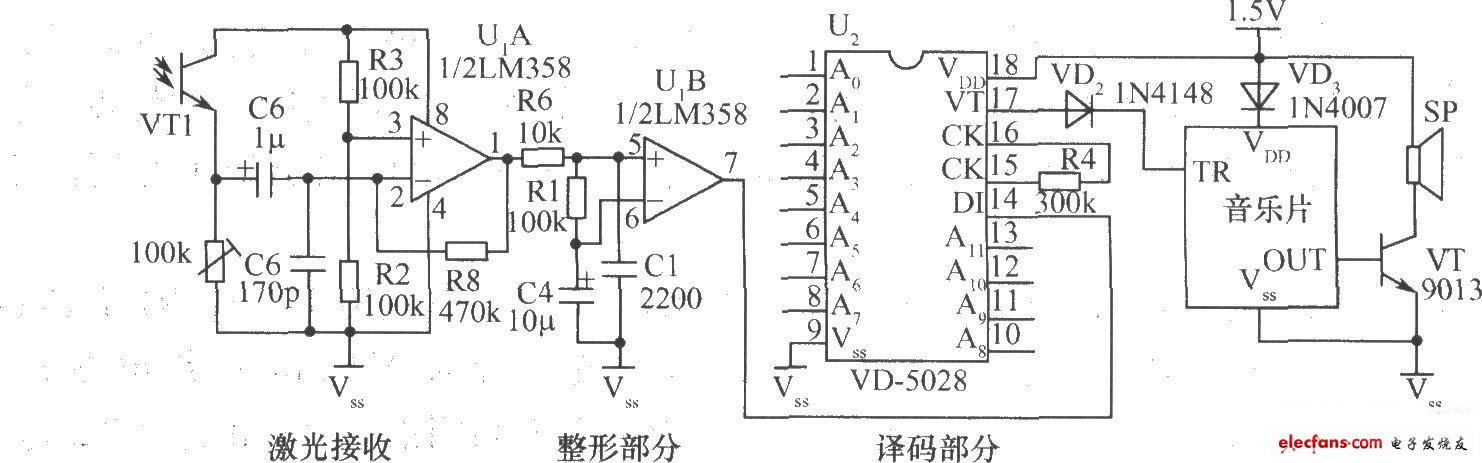 VD5026+激光電筒構成的編碼接收電路