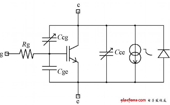 圖2 IGBT等效結(jié)構(gòu)圖