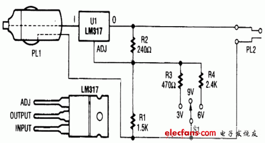 3V/6V/9V汽車電源適配器直流電源電路