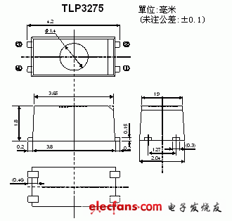 小型光繼電器輪廓說明圖: TLP3275.